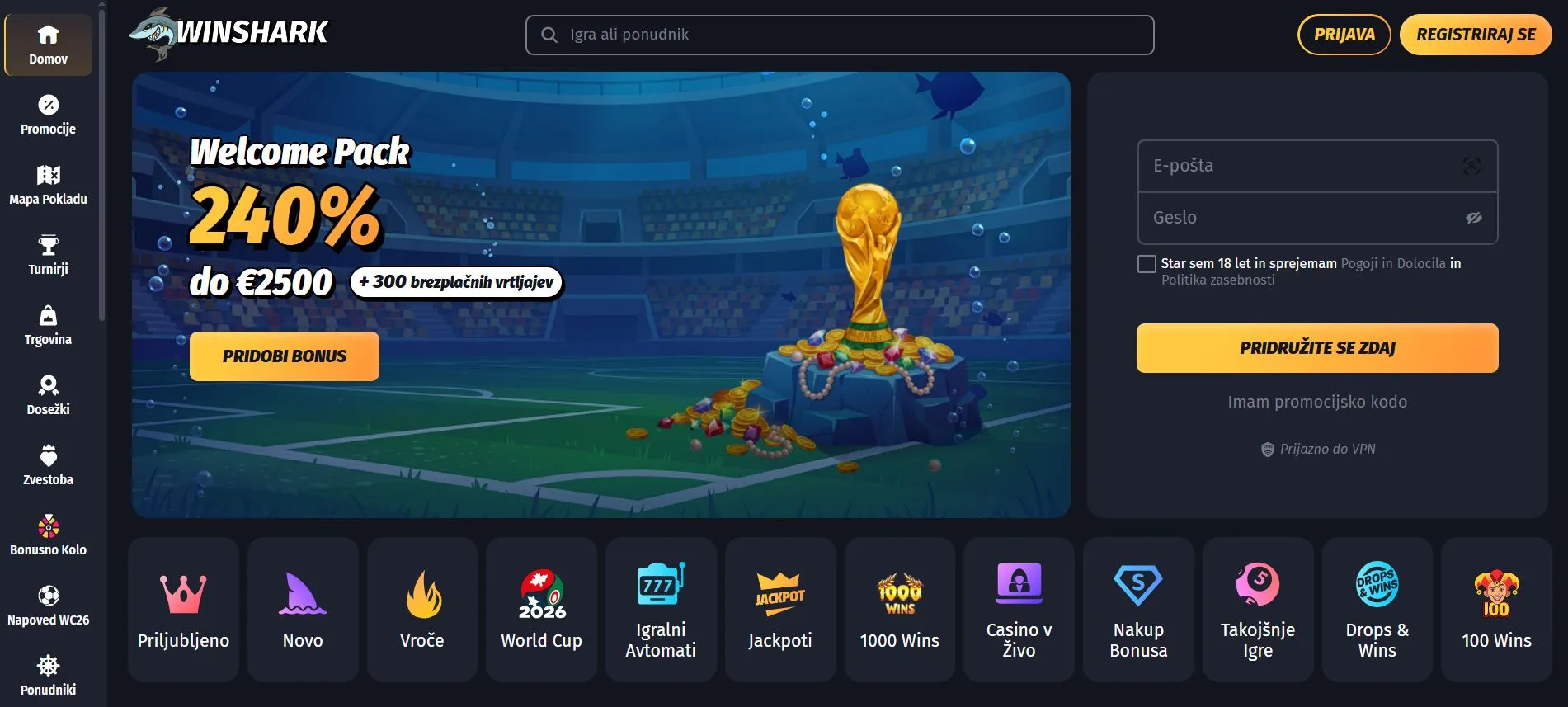 najboljši online casino Winshark
